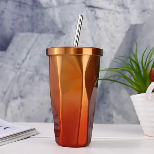 Термостакан із трубочкою CRISTAL StarBucks 480 мл, нержавіюча сталь, EL-503, різні кольори - фото 4
