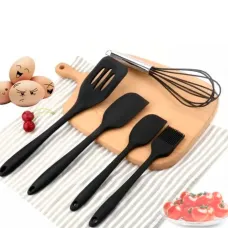 Набор из 5 предметов для кухни USA EASY Kitchen silicone set, силиконовые лопатки Черный