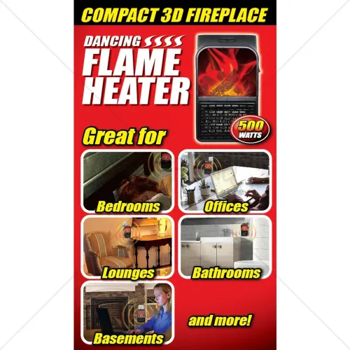 Портативний міні обігрівач Flame heater Pro з пультом, 500 Вт, чорний - фото 5