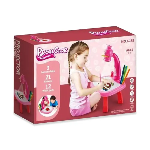 Детский столик для рисования с проектором и фломастерами 24 детали Projector painting Розовый - фото 3