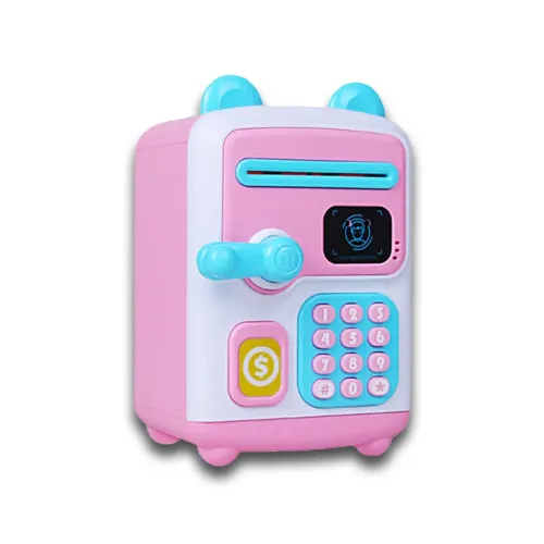 Детская копилка-сейф с кодовым замком и купюроприемником розовая face recognition moneybox - фото 3