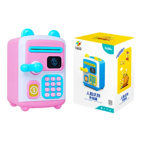 Детская копилка-сейф с кодовым замком и купюроприемником розовая face recognition moneybox - фото 4