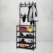 Вешалка для одежды напольная черная  4098 NEW SIMPLE FLOOR CLOTHES RACK SIZE 60x29. 5x151см