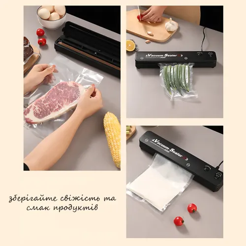 Вакуумный упаковщик для продуктов Vacuum Sealer – 90 Вт, -60 кПа, питание 220 В, пластик, герметичная запайка - фото 4
