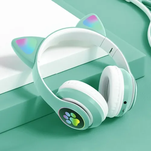 Беспроводные наушники с кошачьими ушками детские с подсветкой CAT STN-28 Bluetooth - фото 5