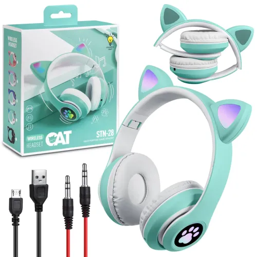 Беспроводные наушники с кошачьими ушками детские с подсветкой CAT STN-28 Bluetooth - фото 7