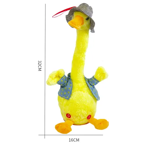 Интерактивная игрушка - танцующая утка в шляпке, поёт и светится  Dancing duck - фото 6