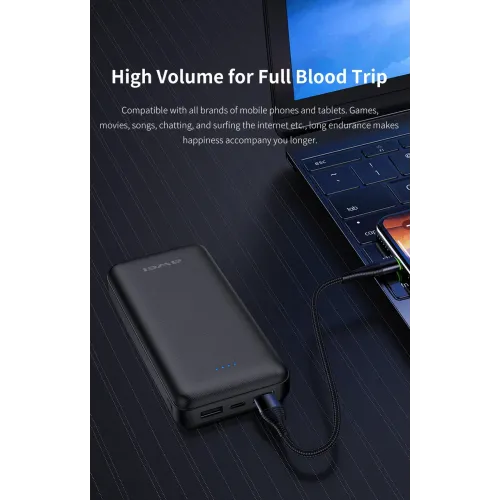 Портативное зарядное устройство Power bank Awei Original P47K 20000mAh Black - фото 5