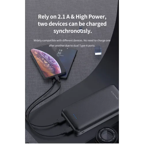 Портативное зарядное устройство Power bank Awei Original P47K 20000mAh Black - фото 6