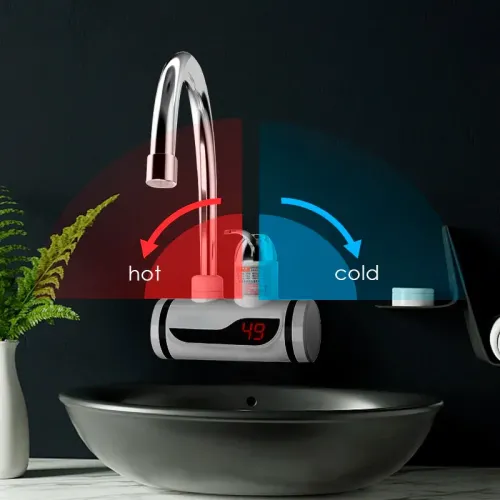 Мгновенный проточный водонагреватель Delimano с LED дисплеем и боковым подключением - фото 4