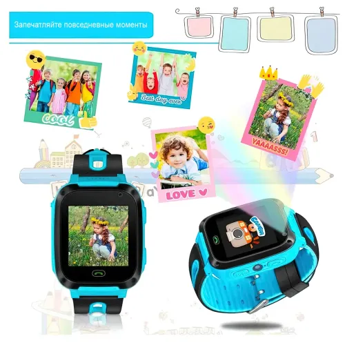 Детские умные часы Smart Watch F2 с GPS и Sim картой Голубой - фото 6