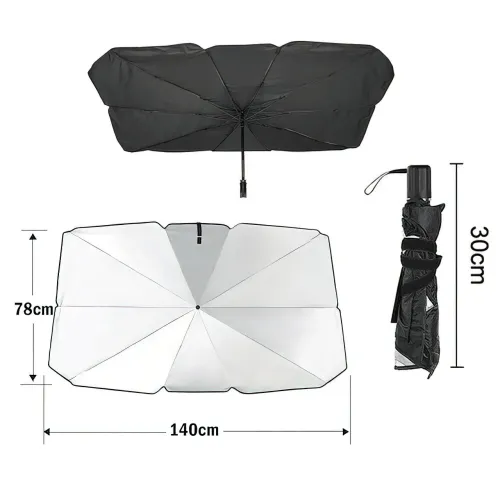 Автомобильный зонт на лобовое стекло Car Umbrellas, чёрный - фото 8