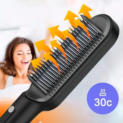 Расческа-выпрямитель Hair Straightener HQT-909 с турмалиновым покрытием Черный - фото 6