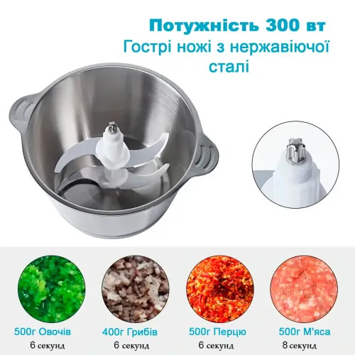 Электрический блендер-измельчитель Молния 300 Вт, 1.8л, металлик - фото 4