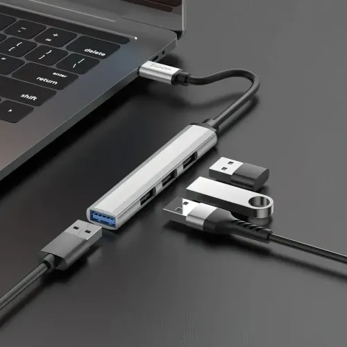 USB HUB адаптер-переходник HOCO HB26 4в1 с Type-C на USB3.0+USB2.0x3 - фото 4