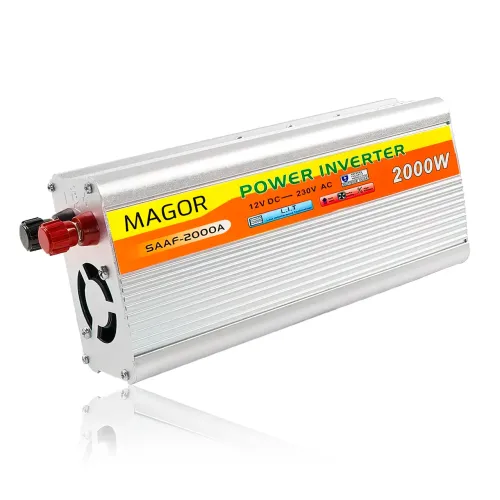 Перетворювач напруги MAGOR SAAF-2000A, 12-220 В, 2000 Вт, ступенева синусоїда - фото 3