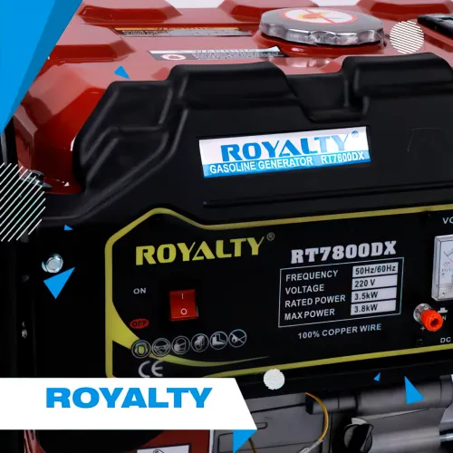 Генератор бензиновий із ручним стартером ROYALTY RT7800DX, однофазний, 3.5/3.8 кВт - фото 3