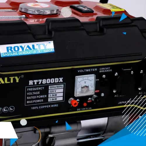 Генератор бензиновий із ручним стартером ROYALTY RT7800DX, однофазний, 3.5/3.8 кВт - фото 4
