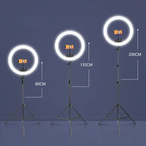 Кольцевая светодиодная LED лампа RL-18 с штативом и пультом, 45 см, 55 Вт - фото 6