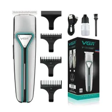Аккумуляторная машинка для стрижки волос и бороды VGR V-008 с 3 насадками