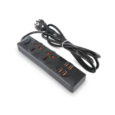 Сетевой фильтр-удлинитель BKL01-2 на 2 вилки, 4 USB, 2500 Вт, EU