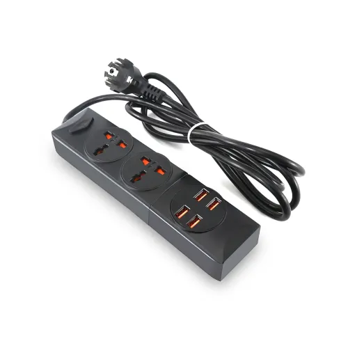 Сетевой фильтр-удлинитель BKL01-2 на 2 вилки, 4 USB, 2500 Вт, EU