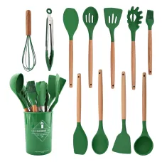Набор кухонных принадлежностей Kitchen Set на 12 предметов, с пищевого силикона, до 230 градусов Зеленый