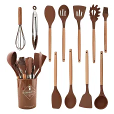 Набор кухонных принадлежностей Kitchen Set на 12 предметов, с пищевого силикона, до 230 градусов Коричневый