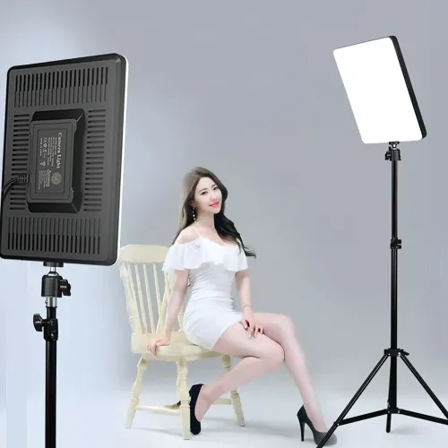 Светодиодная лампа для фото и видео съемки Light MM-240, 24 см, прямоугольная с штативом - фото 4
