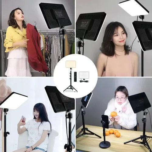 Светодиодная лампа для фото и видео съемки Light MM-240, 24 см, прямоугольная с штативом - фото 6