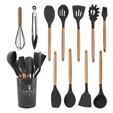 Набор кухонных принадлежностей Kitchen Set на 12 предметов, с пищевого силикона, до 230 градусов Чёрный
