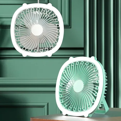 Портативный вентилятор с лампой Fill Light Fan, аккумуляторный 1200 мА/ч, 5 Вт, зарядка Type-C Зеленый - фото 4