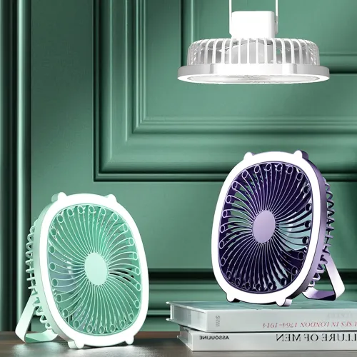 Портативный вентилятор с лампой Fill Light Fan, аккумуляторный 1200 мА/ч, 5 Вт, зарядка Type-C Зеленый - фото 3