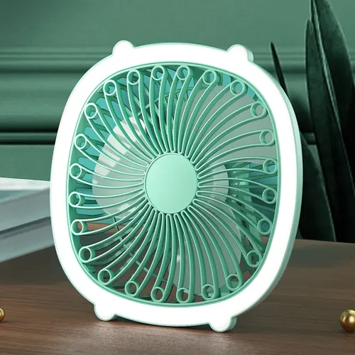 Портативный вентилятор с лампой Fill Light Fan, аккумуляторный 1200 мА/ч, 5 Вт, зарядка Type-C Зеленый - фото 2