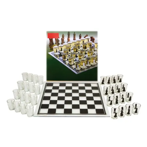 Настольная игра алкогольные шахматы GB066M Glass с стеклянной доской, 35х35 см