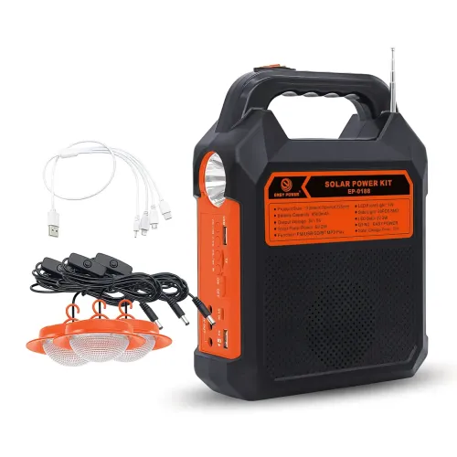 Портативная солнечная система EasyPower EP-0188, 4500 мА/ч, с функцией повербанк и выносными лампочками