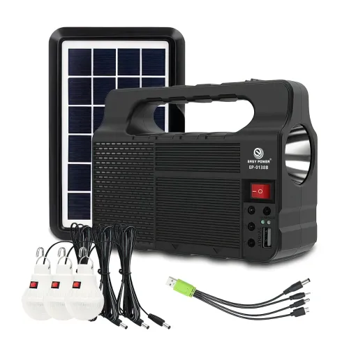 Портативная солнечная система EasyPower EP-0138B, 3600 мА/ч, с функцией повербанк и выносными лампочками