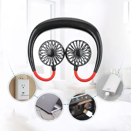 Нашейный USB вентилятор Wearable Fan с зарядкой от MicroUSB, 1200 мА/ч, 4 Вт - фото 5