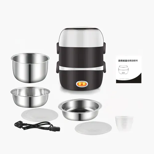 Портативная пароварка Coocking Lunch Box с набором емкостей, 3 уровня, 200 Вт, 2 литра - фото 6