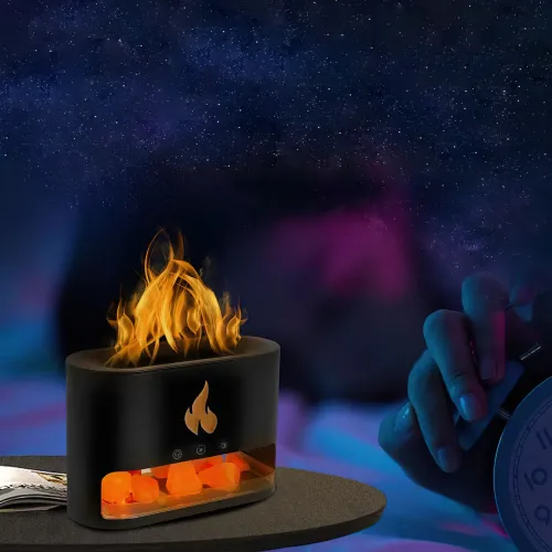 Лампа увлажнитель воздуха Docsal Flame 3в1 с ультразвуковым увлажнением и соляными камнями - фото 3