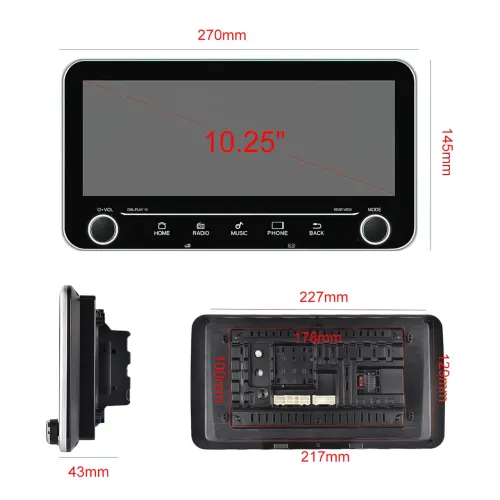 Автомагнитола PI-208, 10.25, 2DIN, GPS, Android 10.1, Wi-Fi, Bluetooth, USB, 16 Гб, 4 ядра - фото 7
