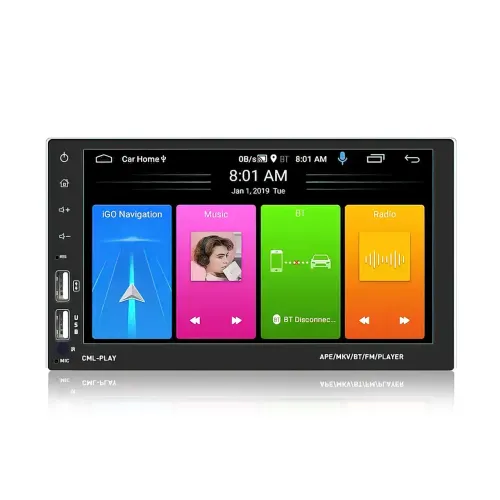 Автомагнитола PI-8708U, 7, 2DIN, GPS, Android 10.1, Wi-Fi, Bluetooth, USB, 16 Гб