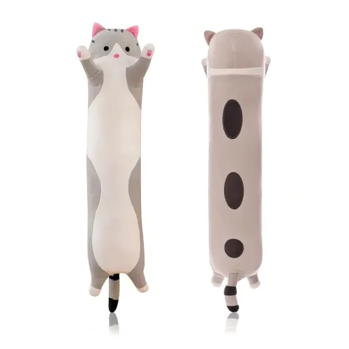 Мягкая игрушка Кот Батон, 110 см, из плюша и хлопка, серая - фото 6