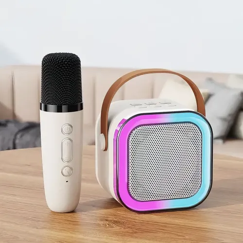 Портативная колонка с караоке микрофоном Winso K12 с RGB подсветкой,  10 Вт, Bluetooth, USB, microSD, AUX, Typ - фото 3