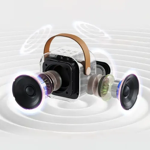 Портативная колонка с караоке микрофоном Winso K12 с RGB подсветкой,  10 Вт, Bluetooth, USB, microSD, AUX, Typ - фото 6