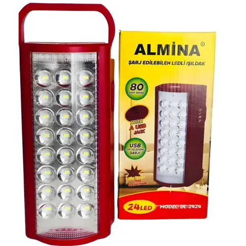 Фонарь светодиодный с функцией повербанка до 80 часов работы. Almina DL-2606 24 LED, ЗУ 220V, - фото 2