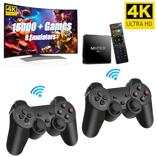 Игровая приставка M8 Pro Mini Retro Games Box 64Gb, 15000 Игр, 2 беспроводных джойстика - фото 2