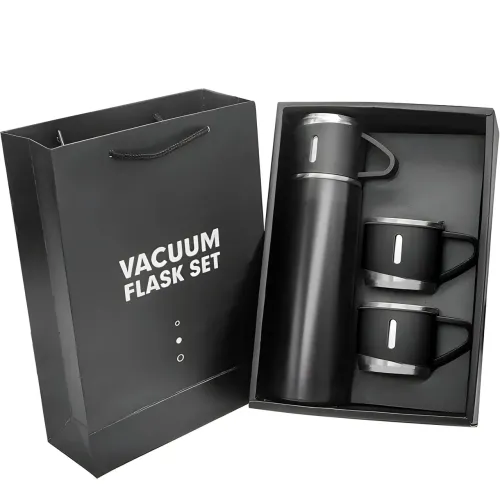 Термос с вакуумной изоляцией, Подарочный набор с 2 чашкам (500 мл )Vacuum flask set