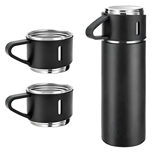 Термос с вакуумной изоляцией, Подарочный набор с 2 чашкам (500 мл )Vacuum flask set - фото 2
