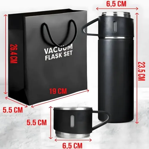 Термос с вакуумной изоляцией, Подарочный набор с 2 чашкам (500 мл )Vacuum flask set Зеленый - фото 3